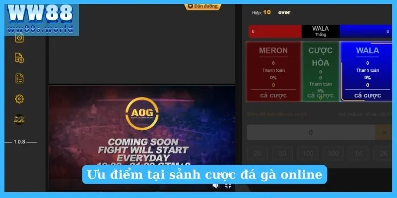 Ưu điểm tại sảnh cược đá gà online